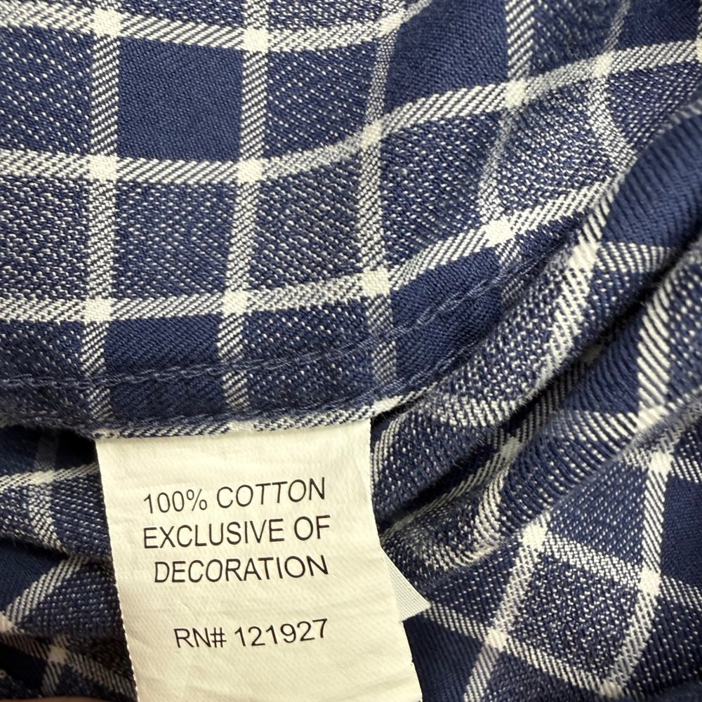 Johnnie-O Mens Navy‎ White Windowpane Check Cotton Button Down Shirt Large - Picture 7 of 8
